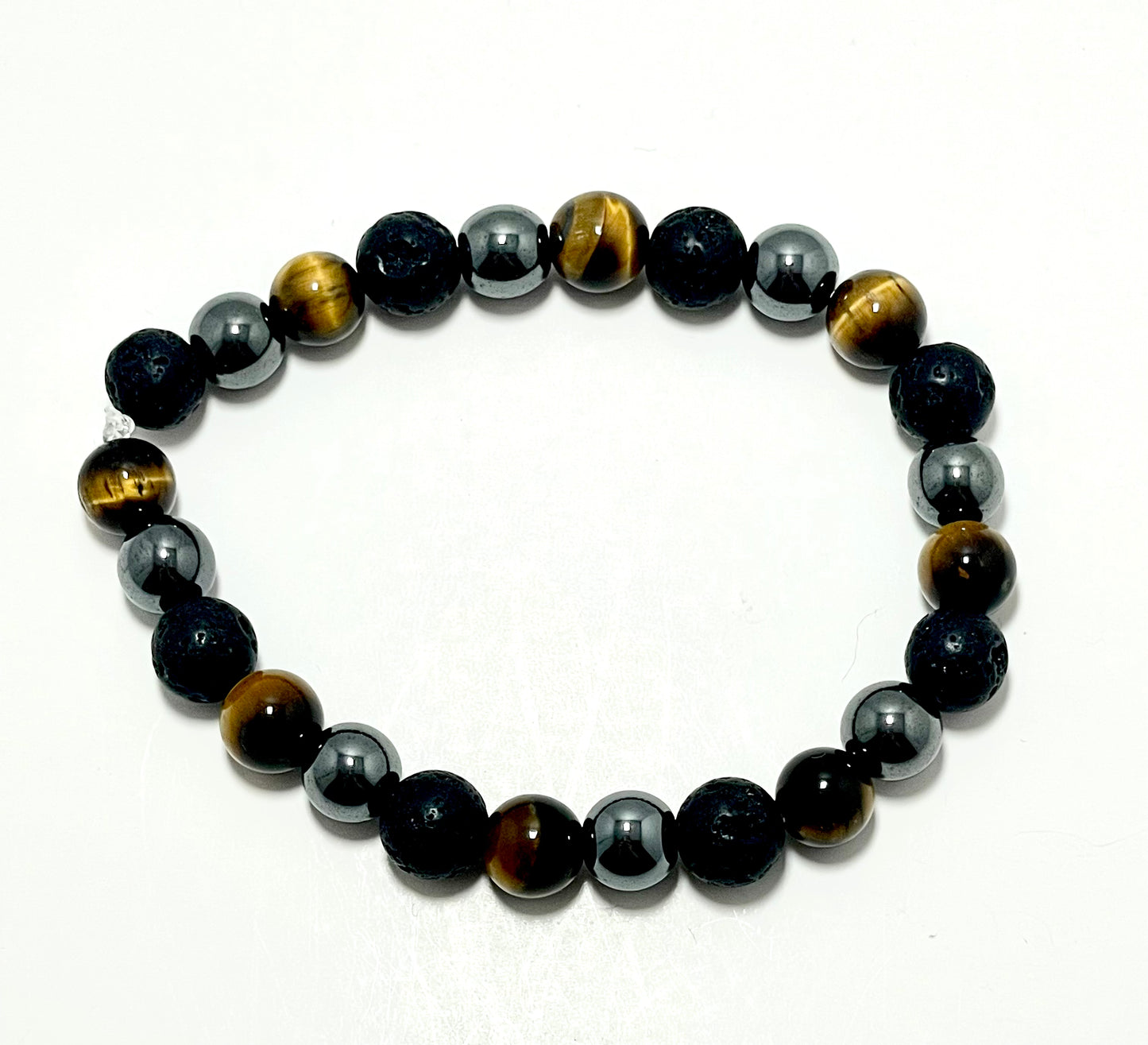š¦ 8mm Lion Tigerās Eye, Hematite & Lava Stone Diffuser Bracelet