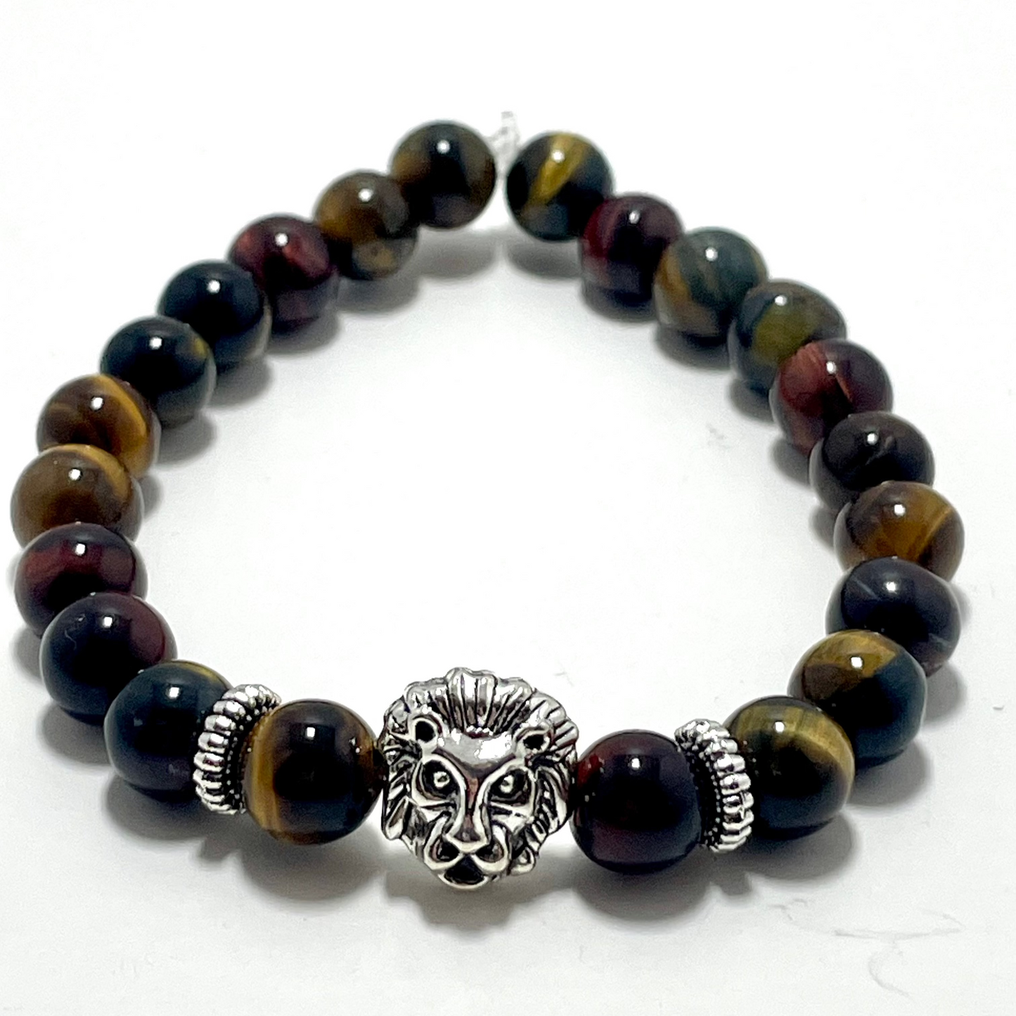 8mm Tigers Eye Lion Head Bracelet (Stretchy)