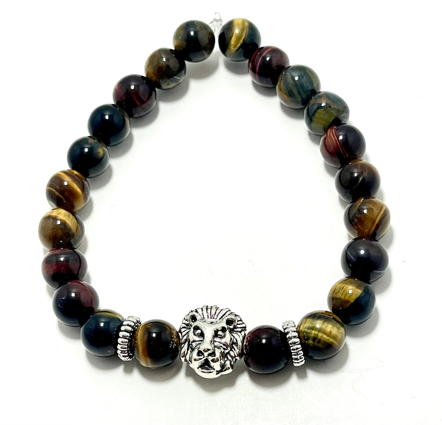 8mm Tigers Eye Lion Head Bracelet (Stretchy)