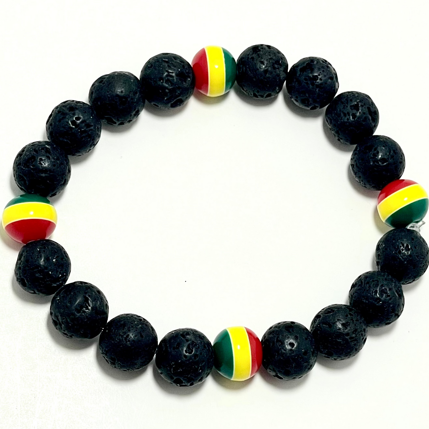 10mm Rasta Lava Stone Diffuser Bracelet (Stretchy)