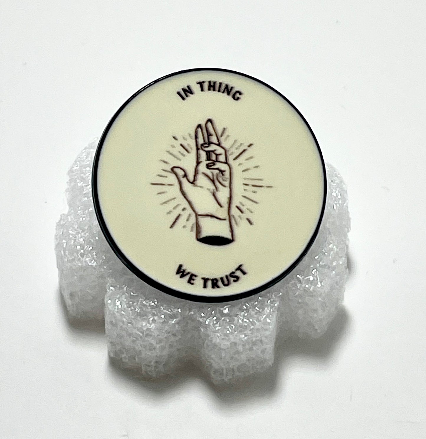 🖤 "In Thing We Trust" Addams Family Enamel Pin