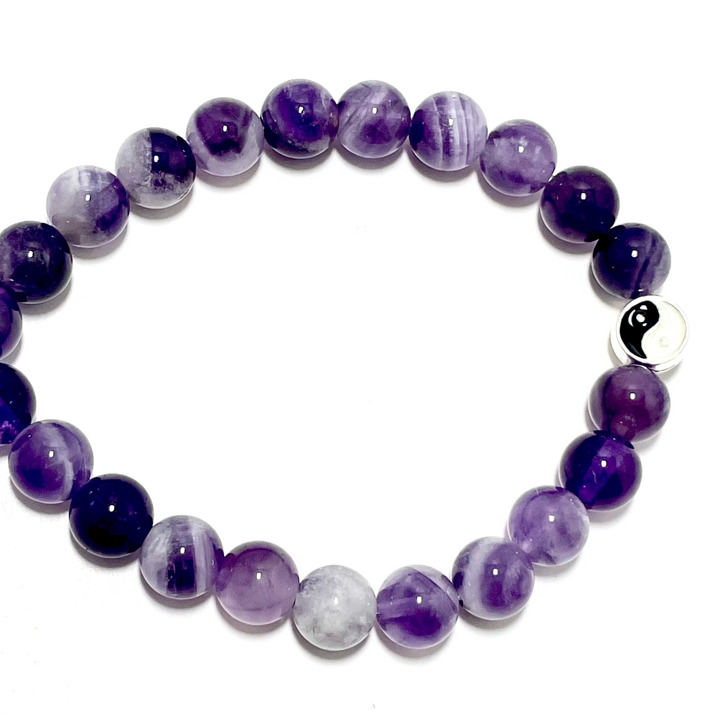 ☯️ 8mm Yin Yang Amethyst Stretch Bracelet