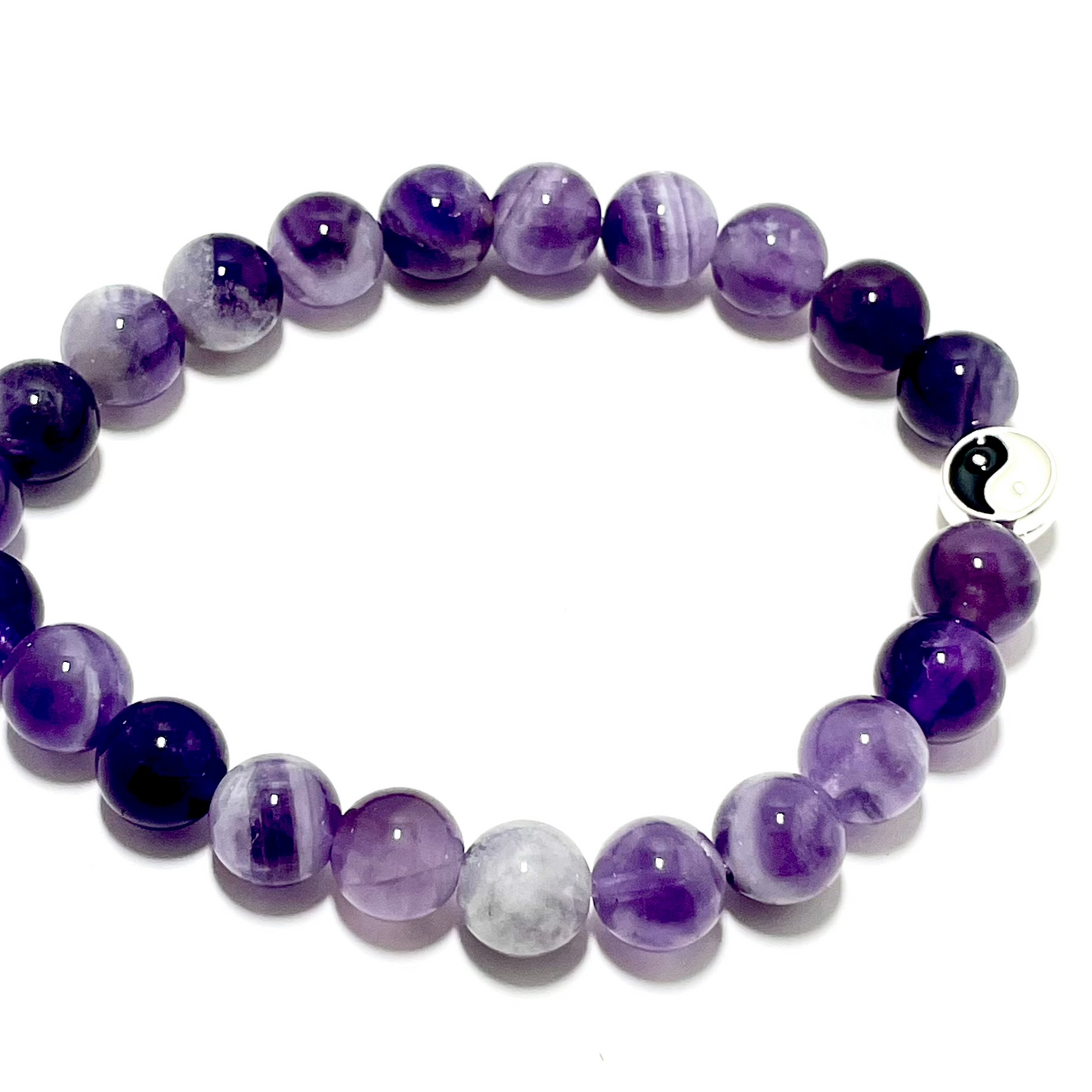 ☯️ 8mm Yin Yang Amethyst Stretch Bracelet
