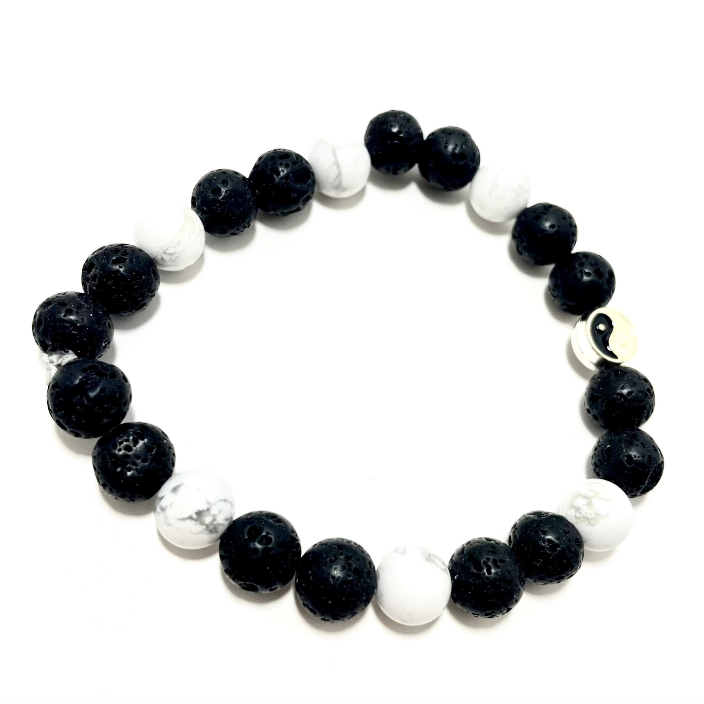 ☯️ 8mm Yin Yang Howlite & Lava Stone Diffuser Bracelet