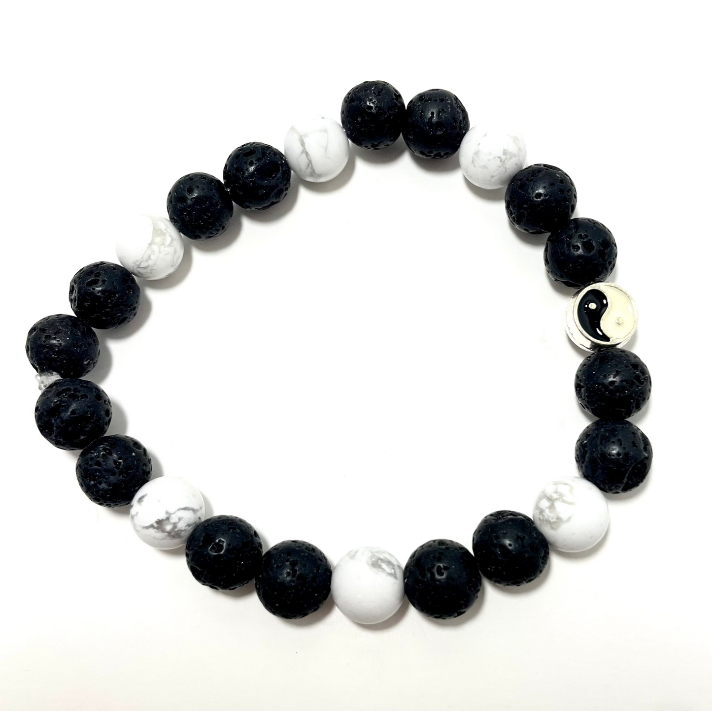 ☯️ 8mm Yin Yang Howlite & Lava Stone Diffuser Bracelet