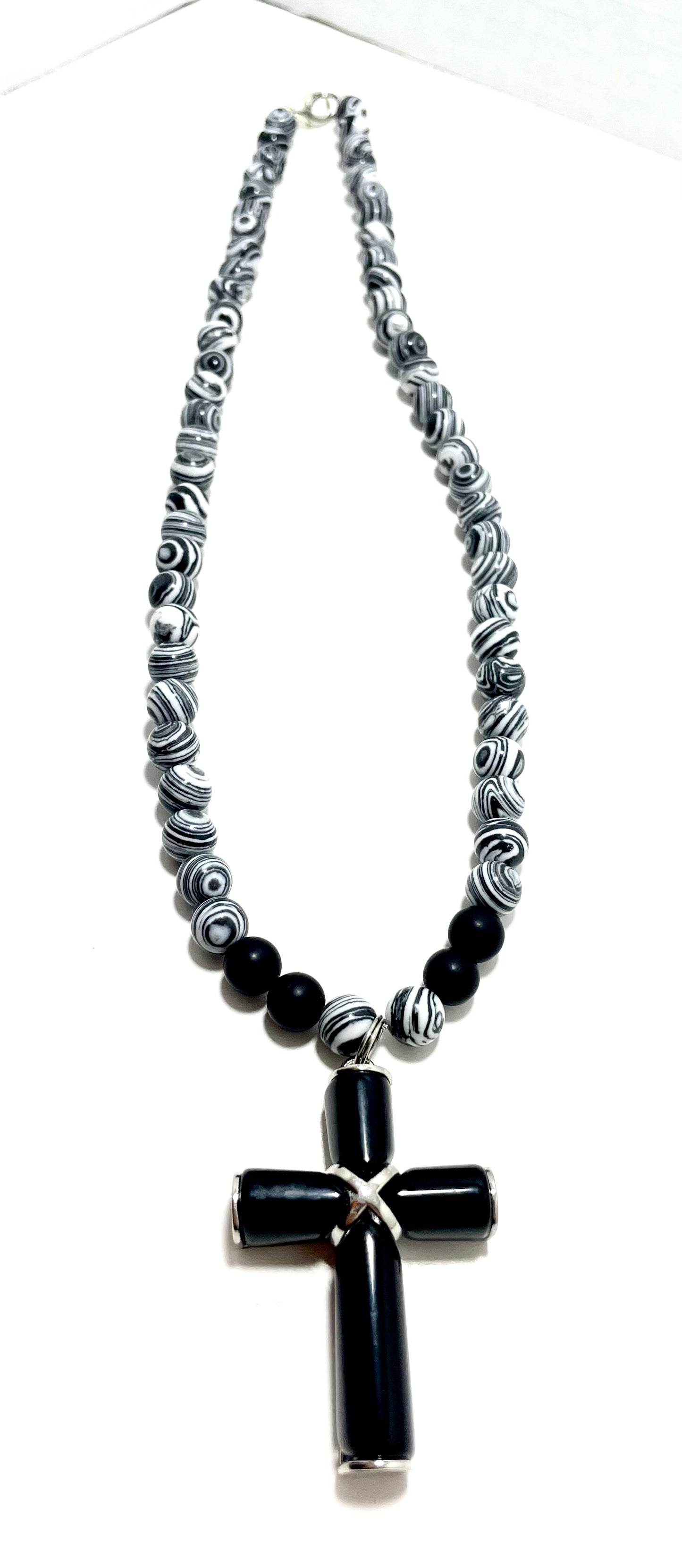 ✟ 21" Black Onyx Cross Necklace – Faithfully Rooted Collection
