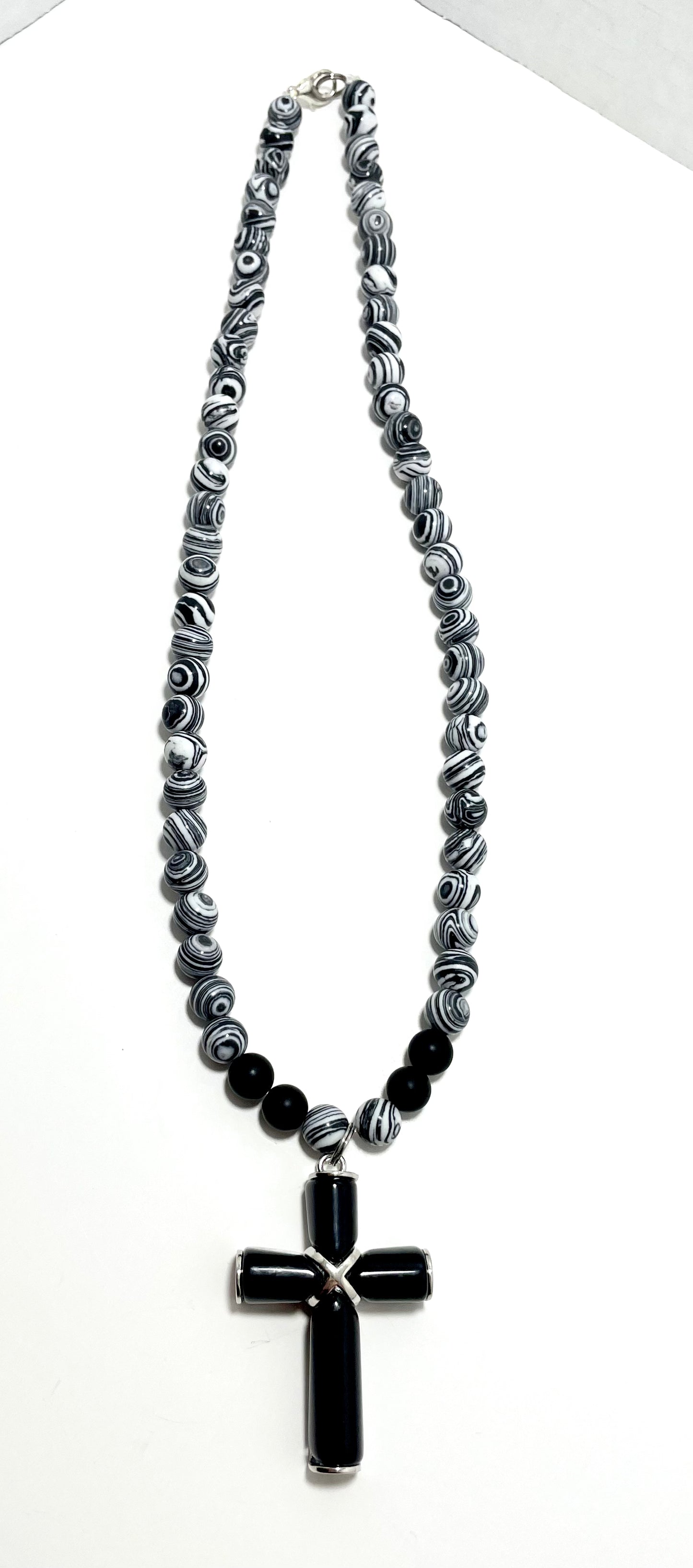 ✟ 21" Black Onyx Cross Necklace – Faithfully Rooted Collection