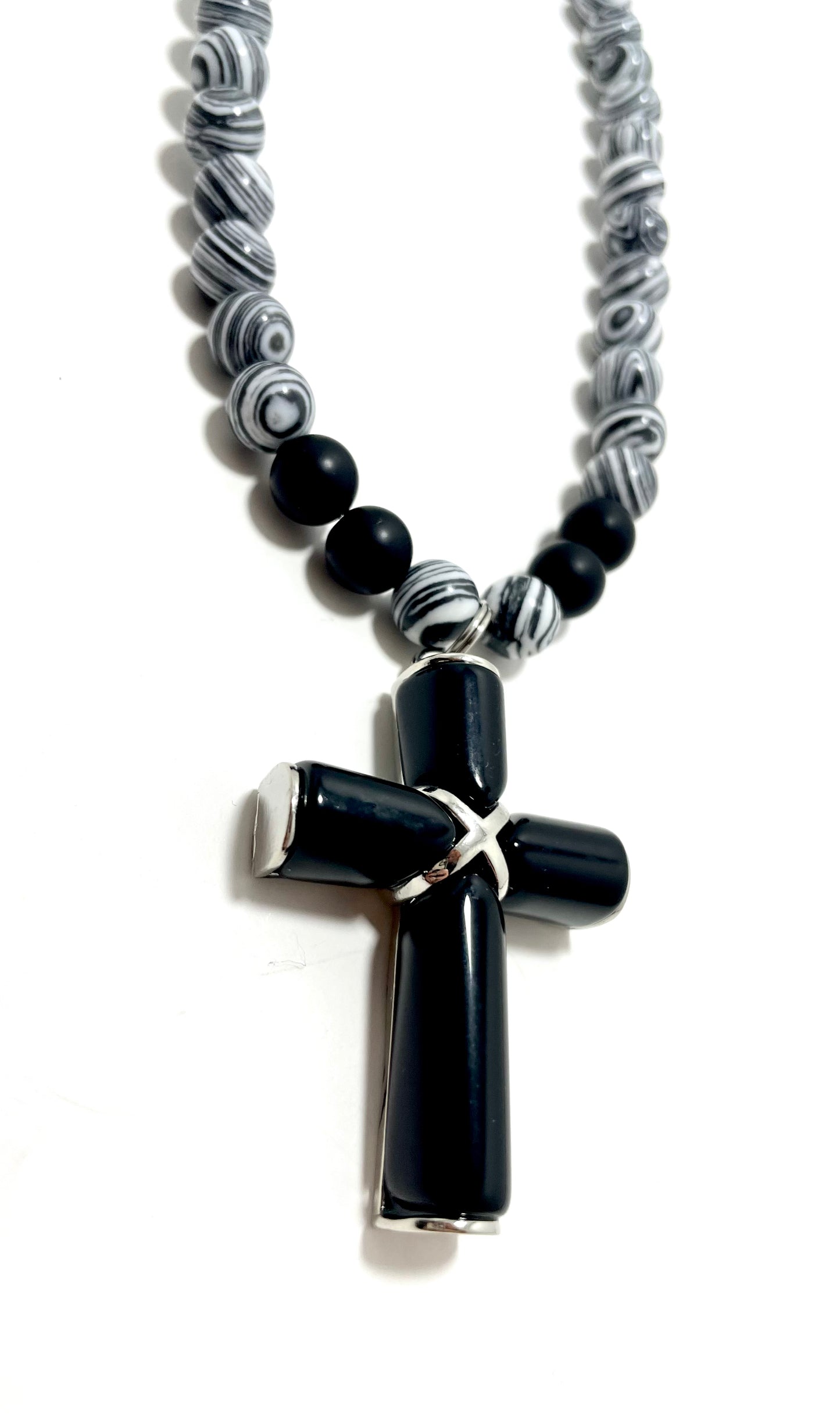 ✟ 21" Black Onyx Cross Necklace – Faithfully Rooted Collection