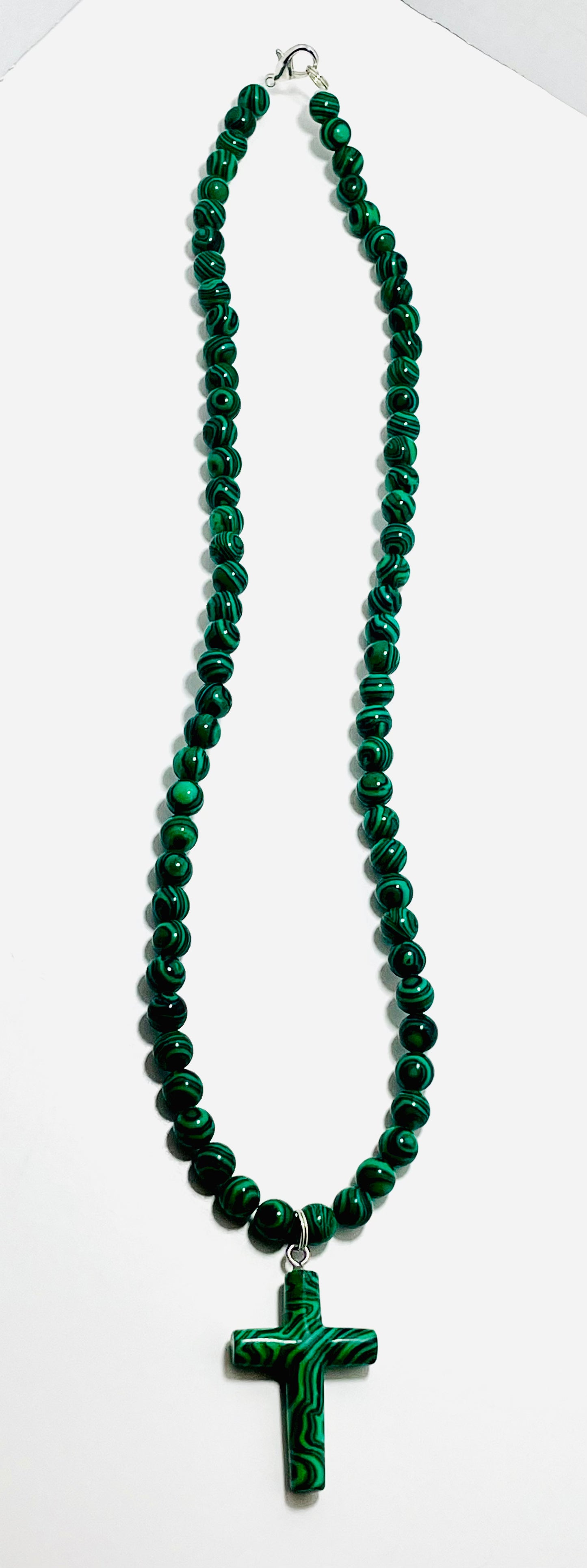 ✝️ Faithfully Rooted: 24.5" Malachite Cross Necklace