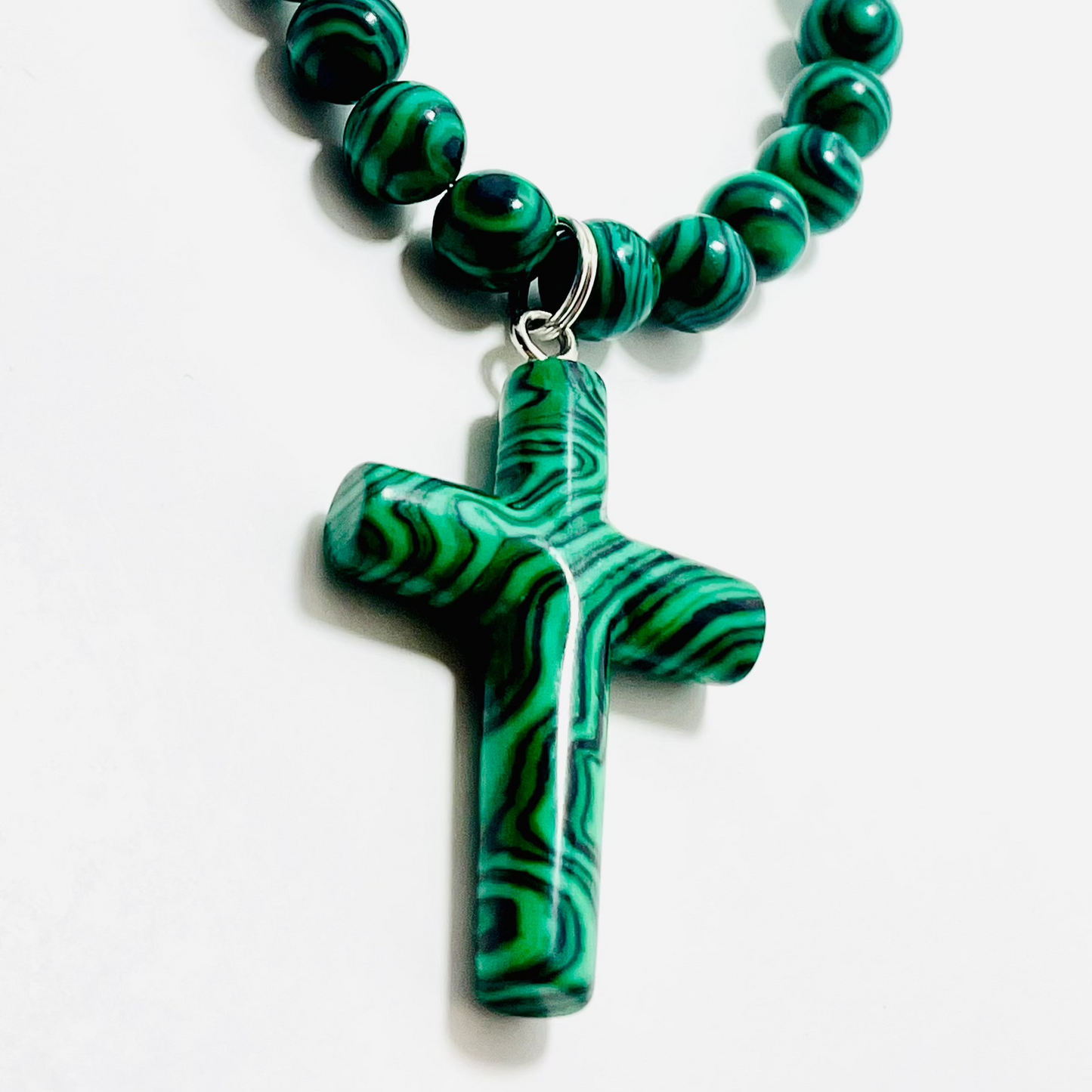 ✝️ Faithfully Rooted: 24.5" Malachite Cross Necklace
