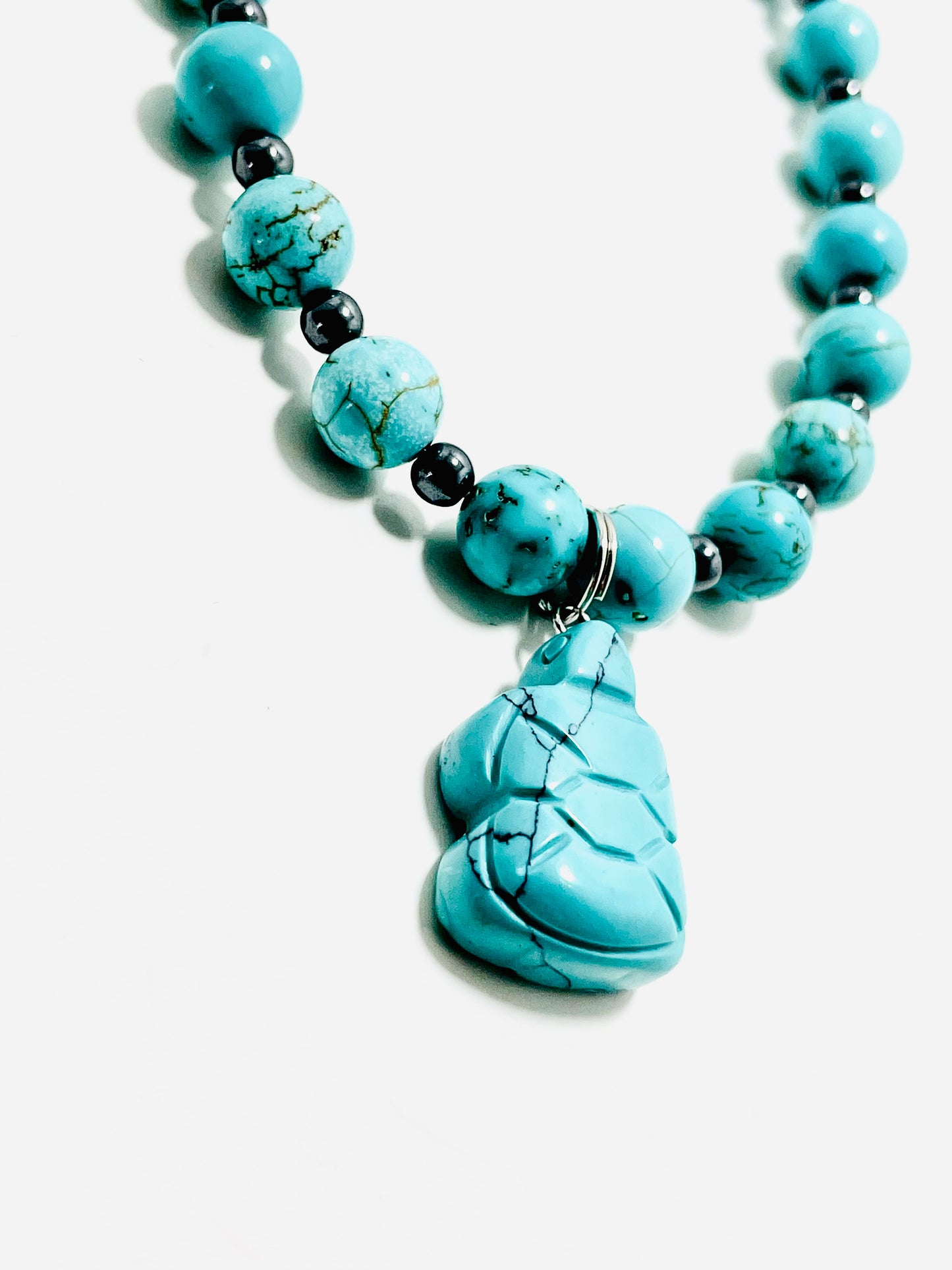 π’π· Tranquil Strength Turtle Necklace β 21.5β Turquoise & Hematite Balance Vibes