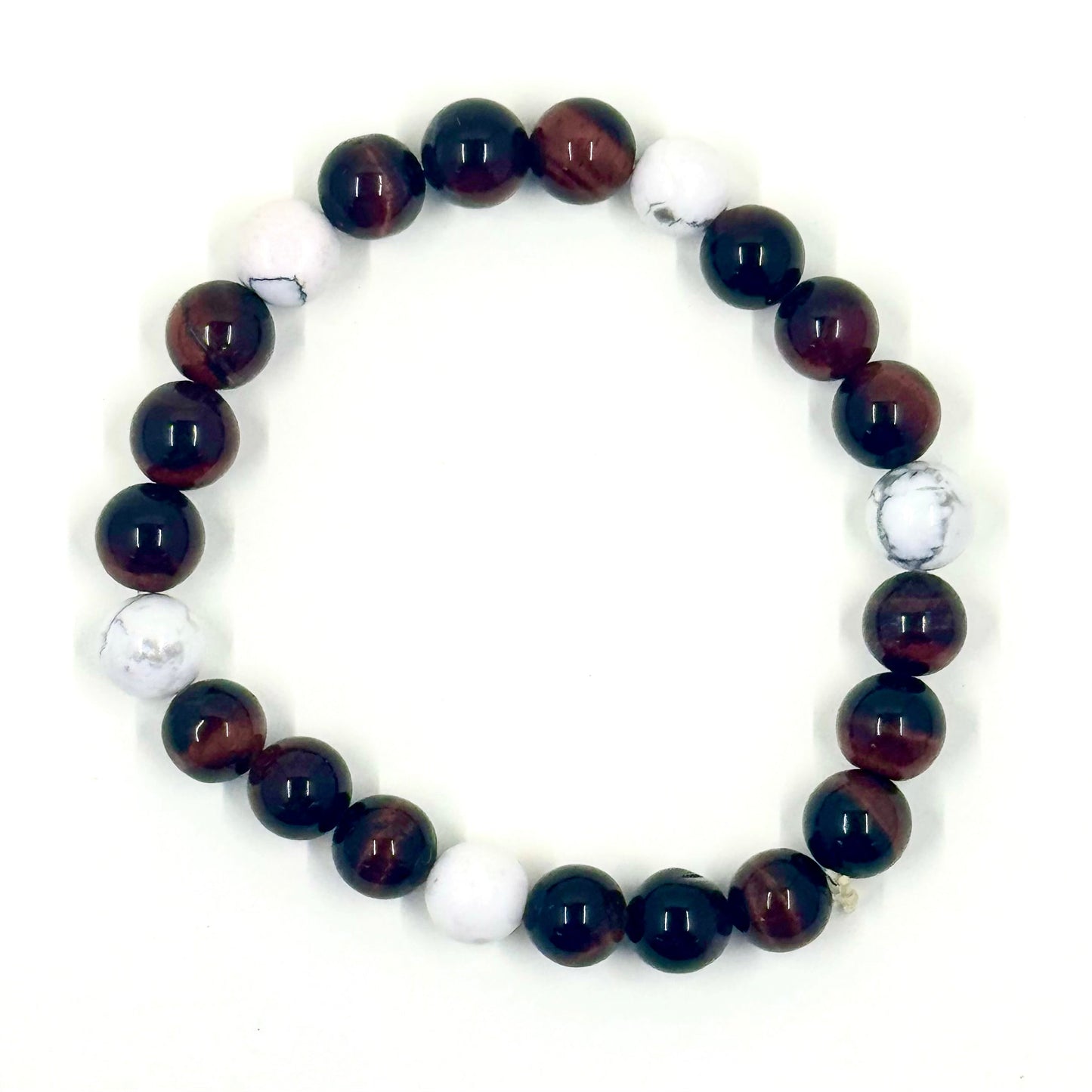 8mm Red Tigers Eye & Howlite Bracelet (Stretchy)