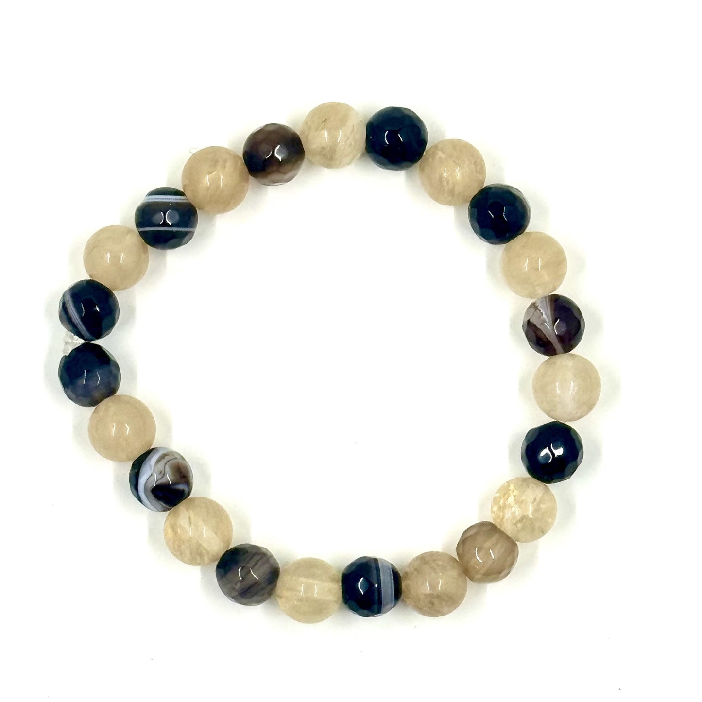 ☕✨ Stretchy 8mm Coffee Agate & Citrine Bracelet