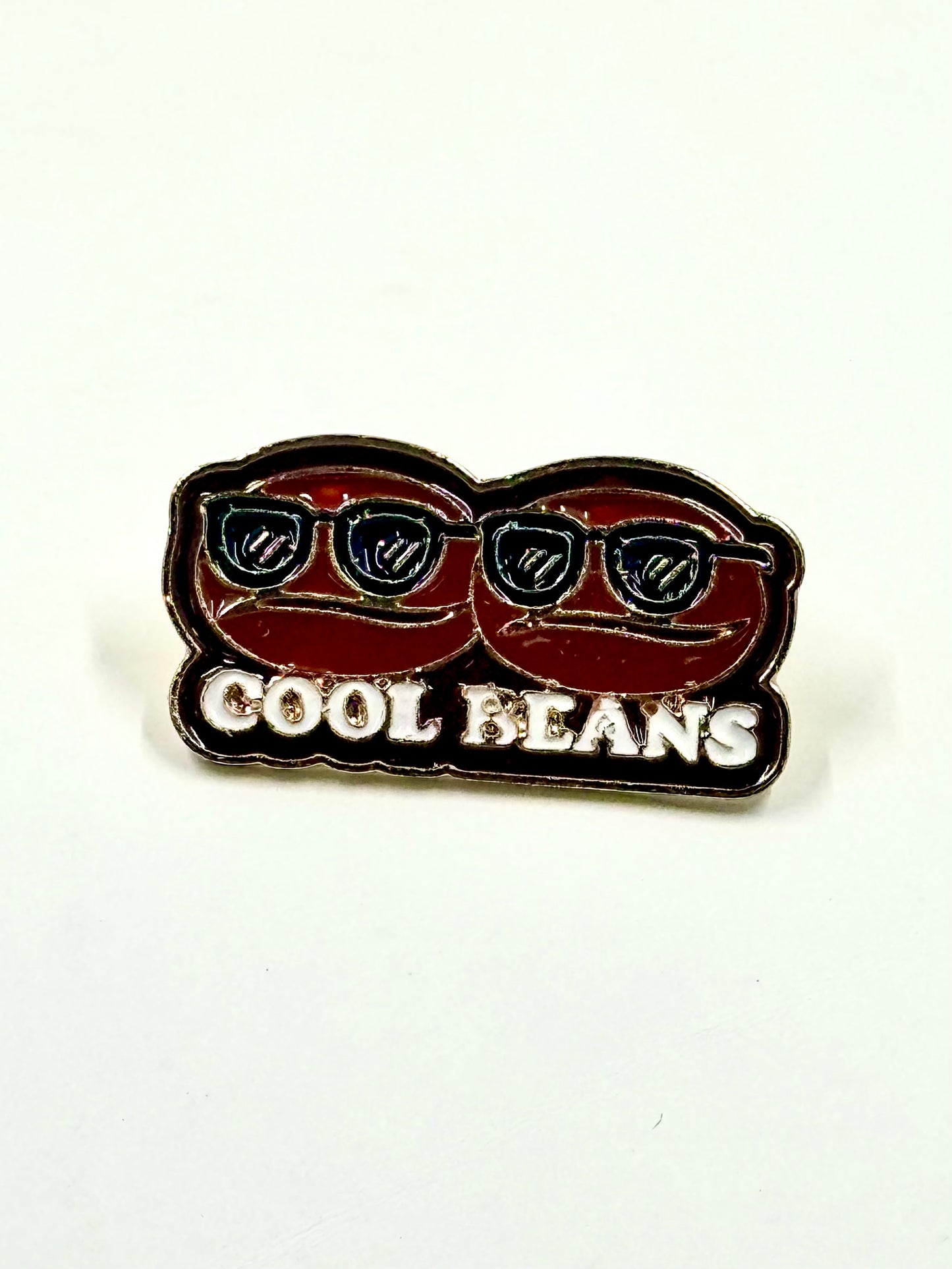 ☕😎 "Cool Beans" Coffee Bean Enamel Pin
