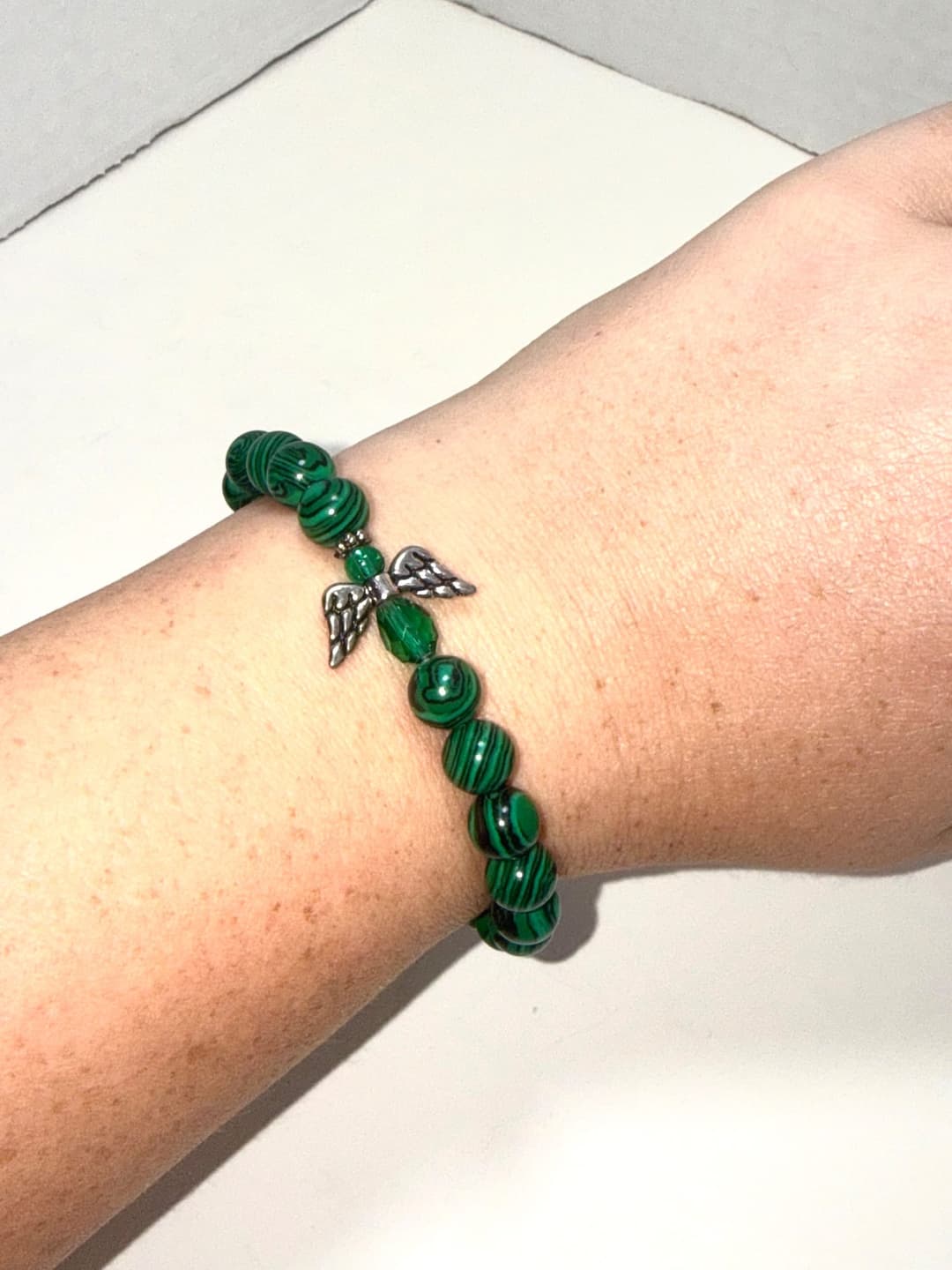 π 8mm Malachite Guardian Angel Bracelet β photo 1