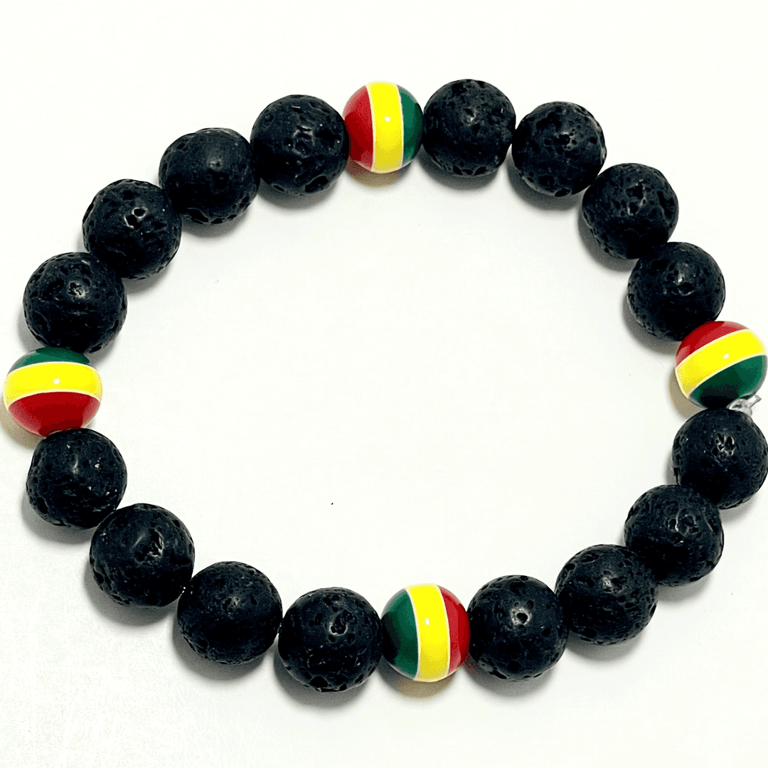 π΄π‘π’ 10mm Rasta Lava Stone Diffuser Bracelet