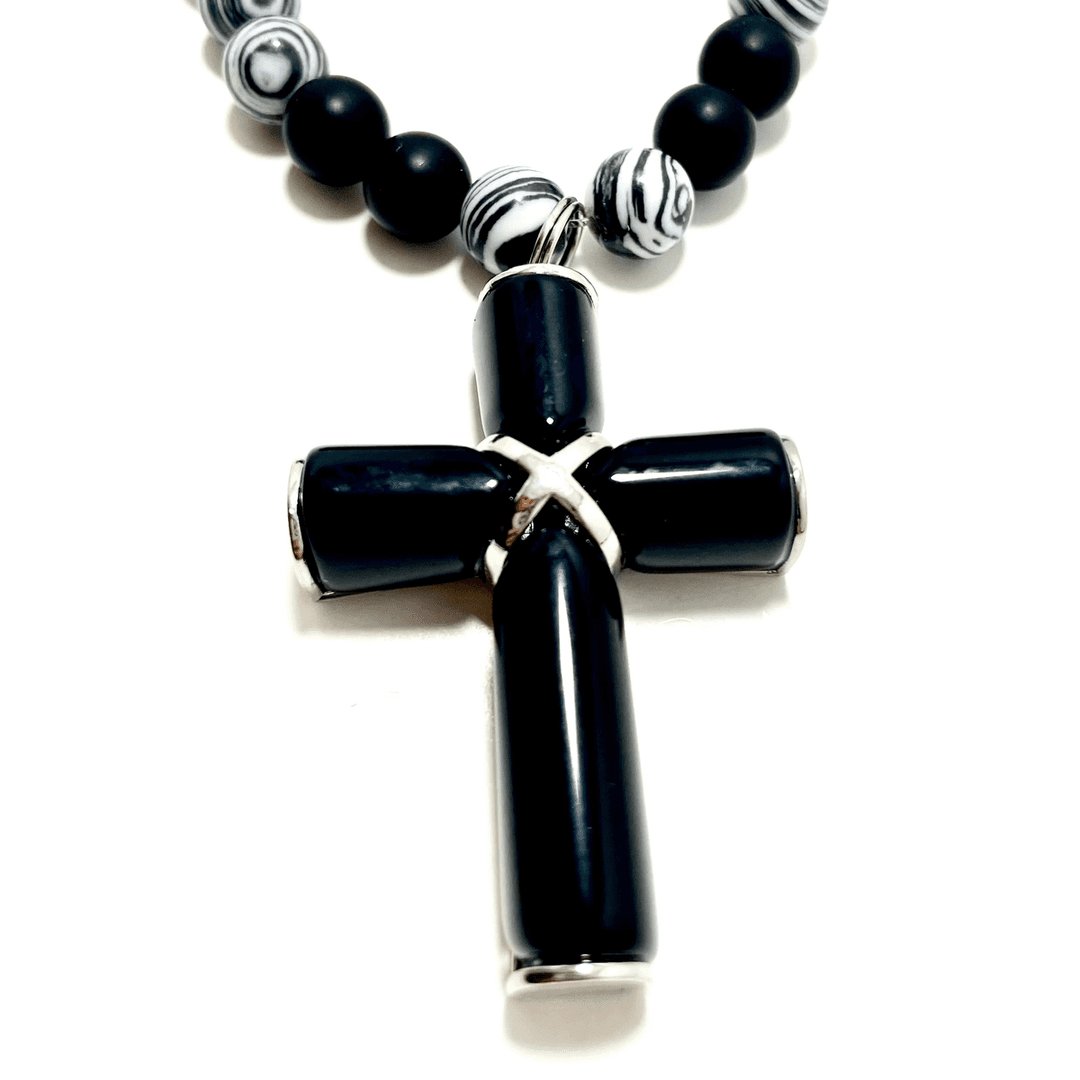 ✟ 21" Black Onyx Cross Necklace – Faithfully Rooted Collection — photo 1