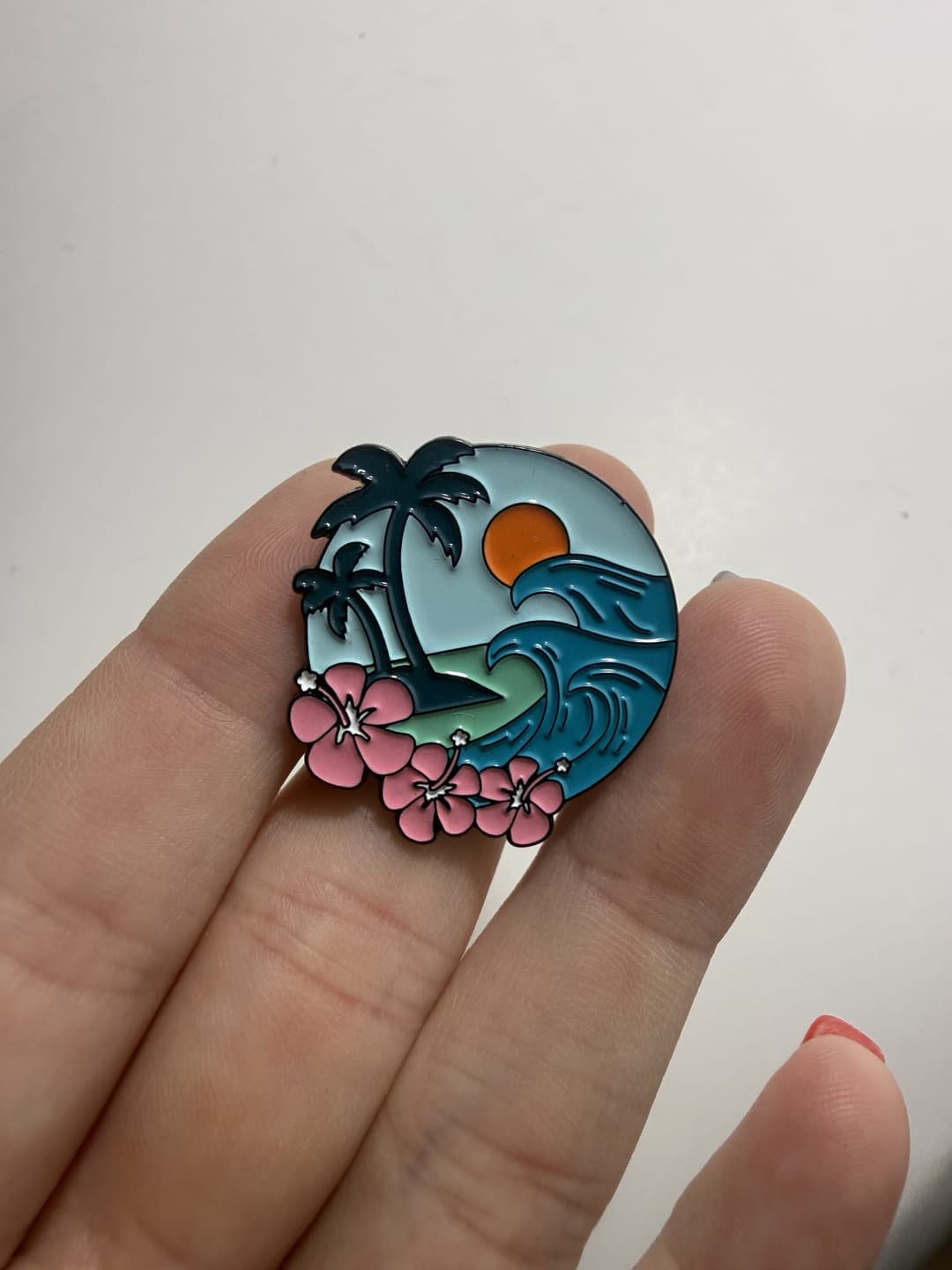 Tropical Island Scene Enamel Pin — photo 1