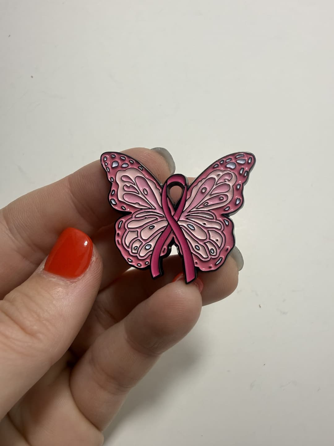 Pink Butterfly Breast Cancer Awareness Enamel Pin — photo 1