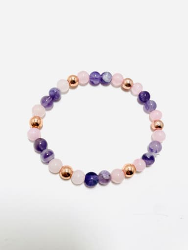 6mm Rose Quartz, Amethyst & Rose Gold Bracelet