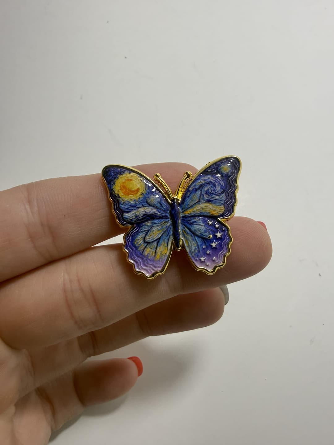 Van Gogh-Inspired Butterfly Enamel Pin — photo 1