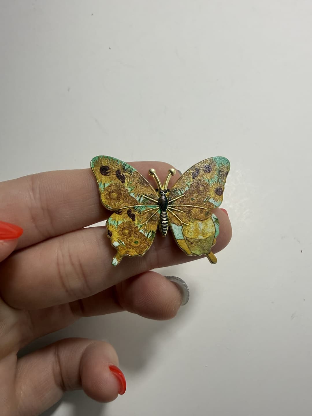 Van Gogh Sunflower Butterfly Enamel Pin — photo 1