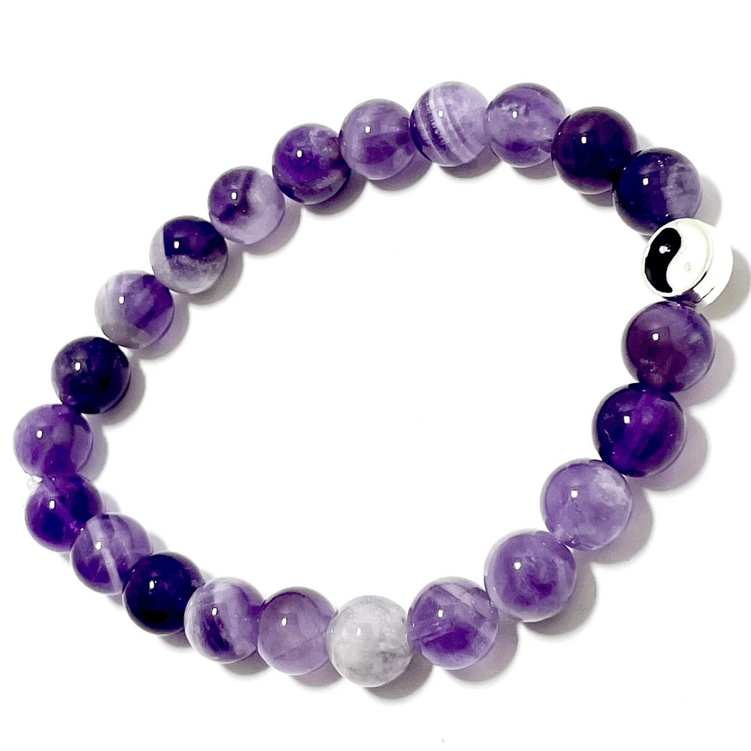 ☯️ 8mm Yin Yang Amethyst Stretch Bracelet — photo 1
