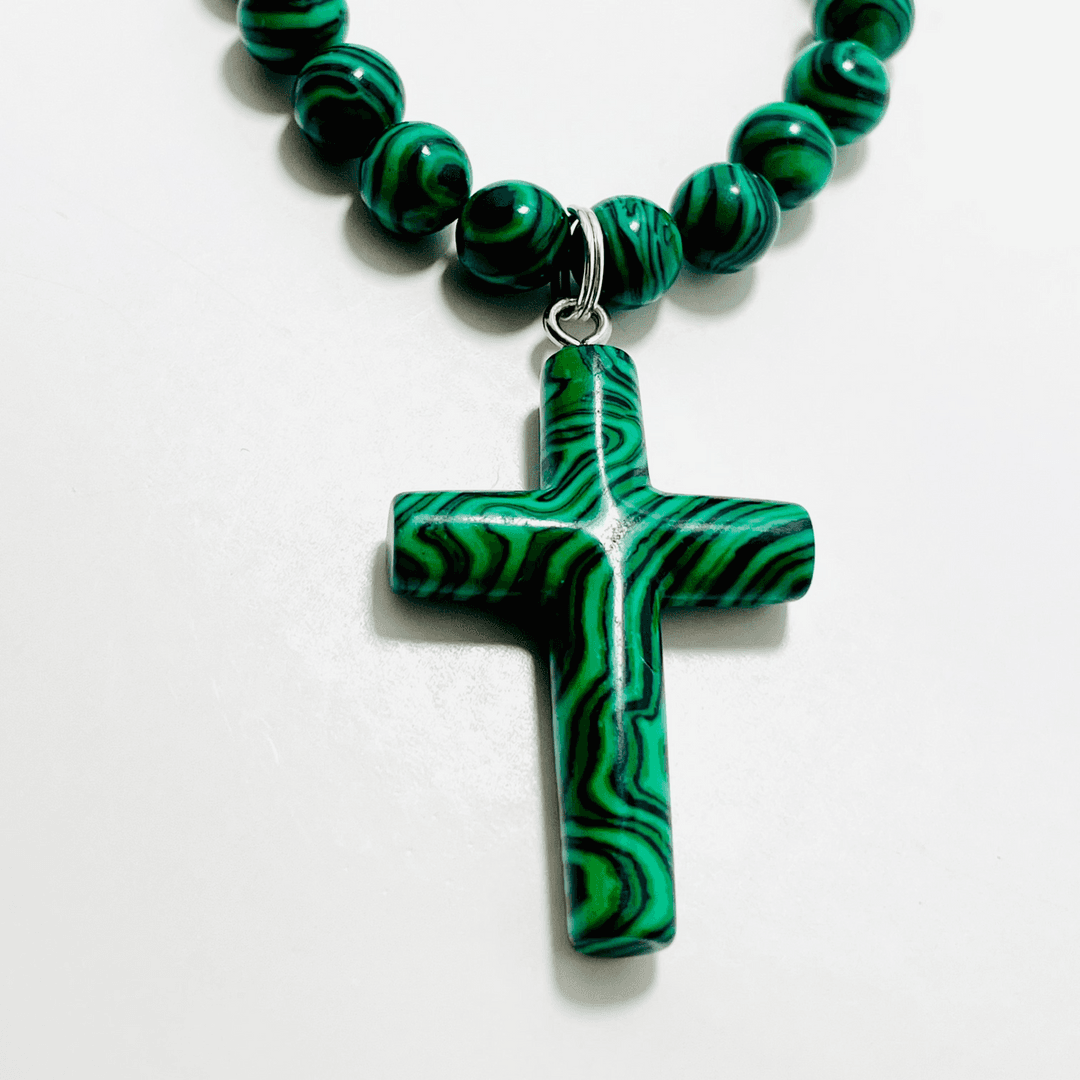 ✝️ Faithfully Rooted: 24.5" Malachite Cross Necklace — photo 1