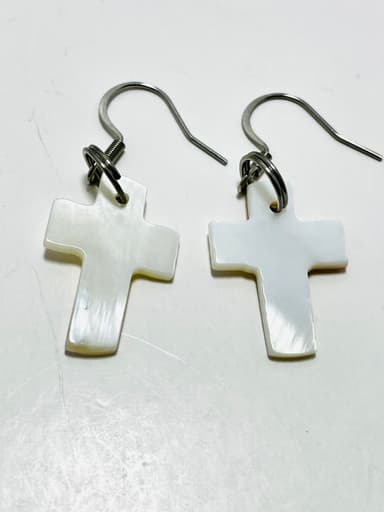 Faithfully Rooted Shell Cross Earrings with Stainless Steel Hooks