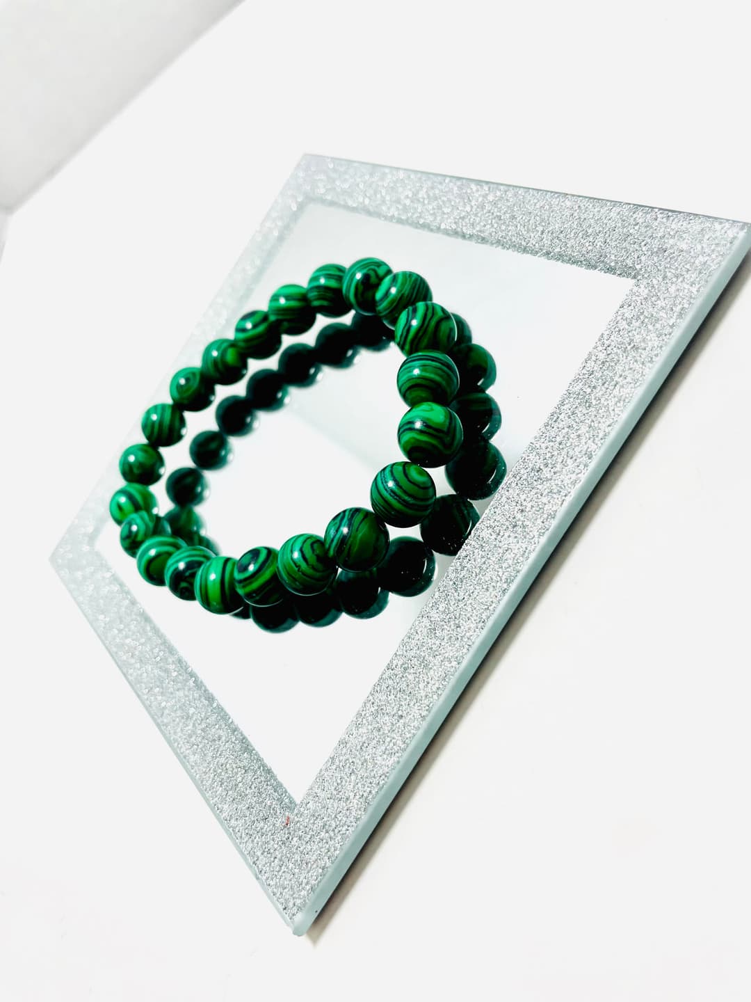 Handmade 10mm Malachite Bracelet — photo 1