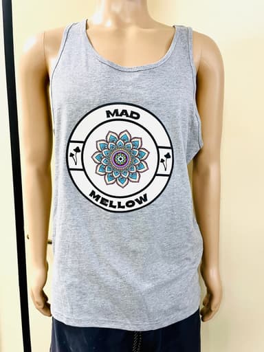 Mad Mellow Mandala Logo Grey Men’s Tank Top – Official Band Merch