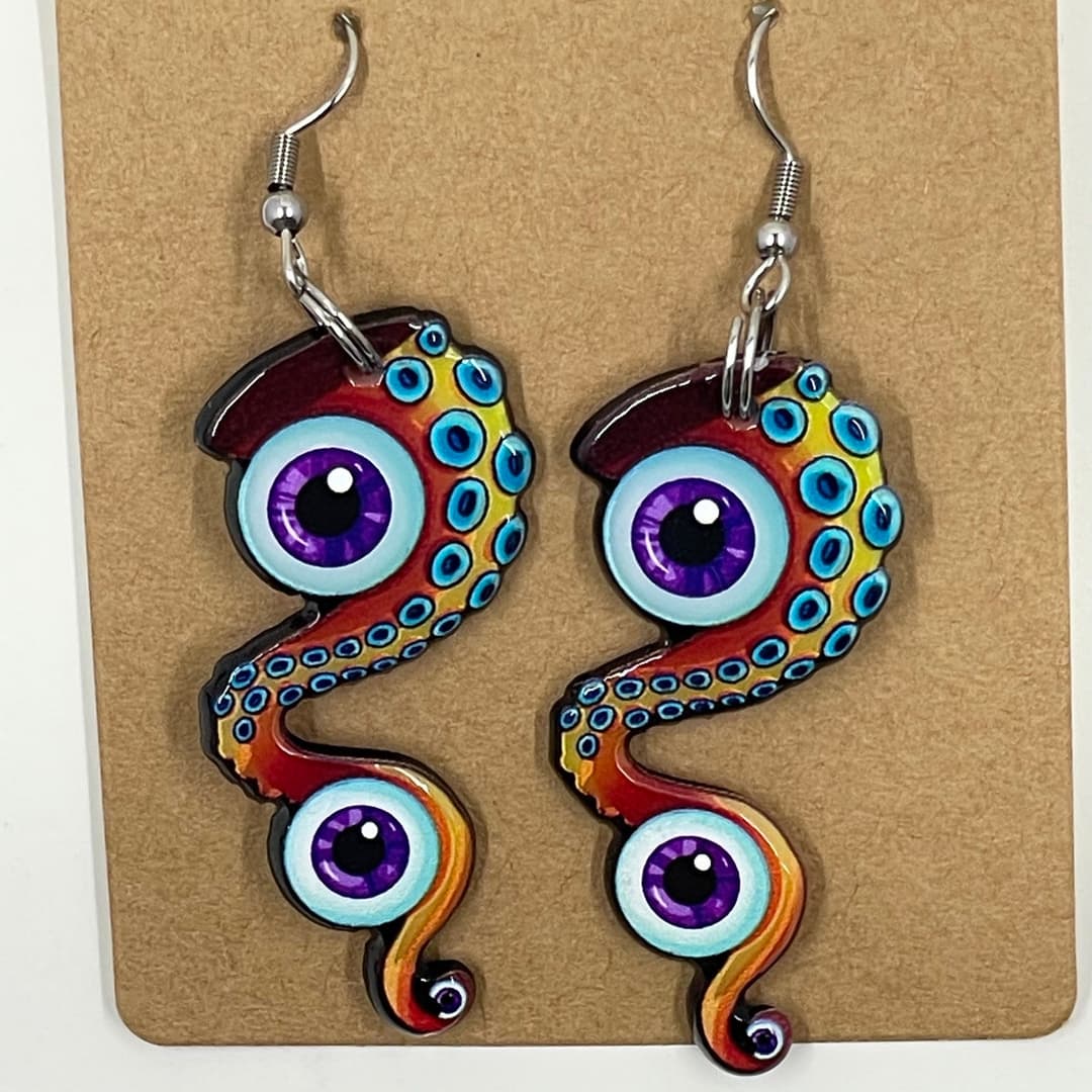 ๐๐๏ธ Ocean Mystique Earrings โ Octopus Eye Acrylic Dangles