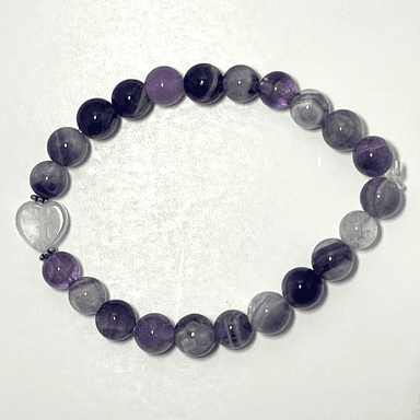 💜💖 Stretchy 8mm Amethyst & Rose Quartz Heart Bracelet
