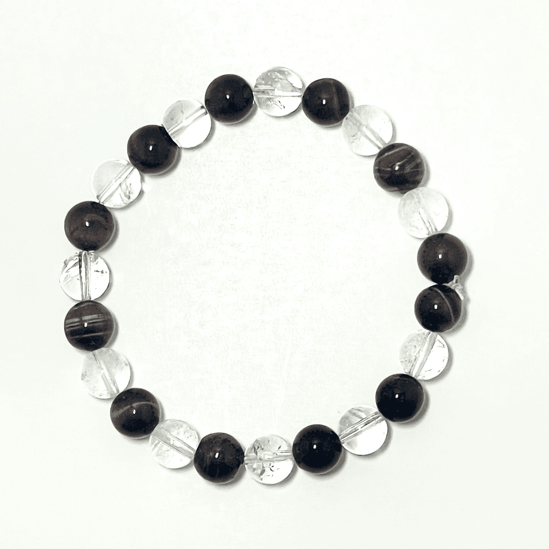 ✨ Stretchy 8mm Clear Quartz & Tiger's Eye Bracelet — photo 1
