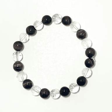 ✨ Stretchy 8mm Clear Quartz & Tiger's Eye Bracelet