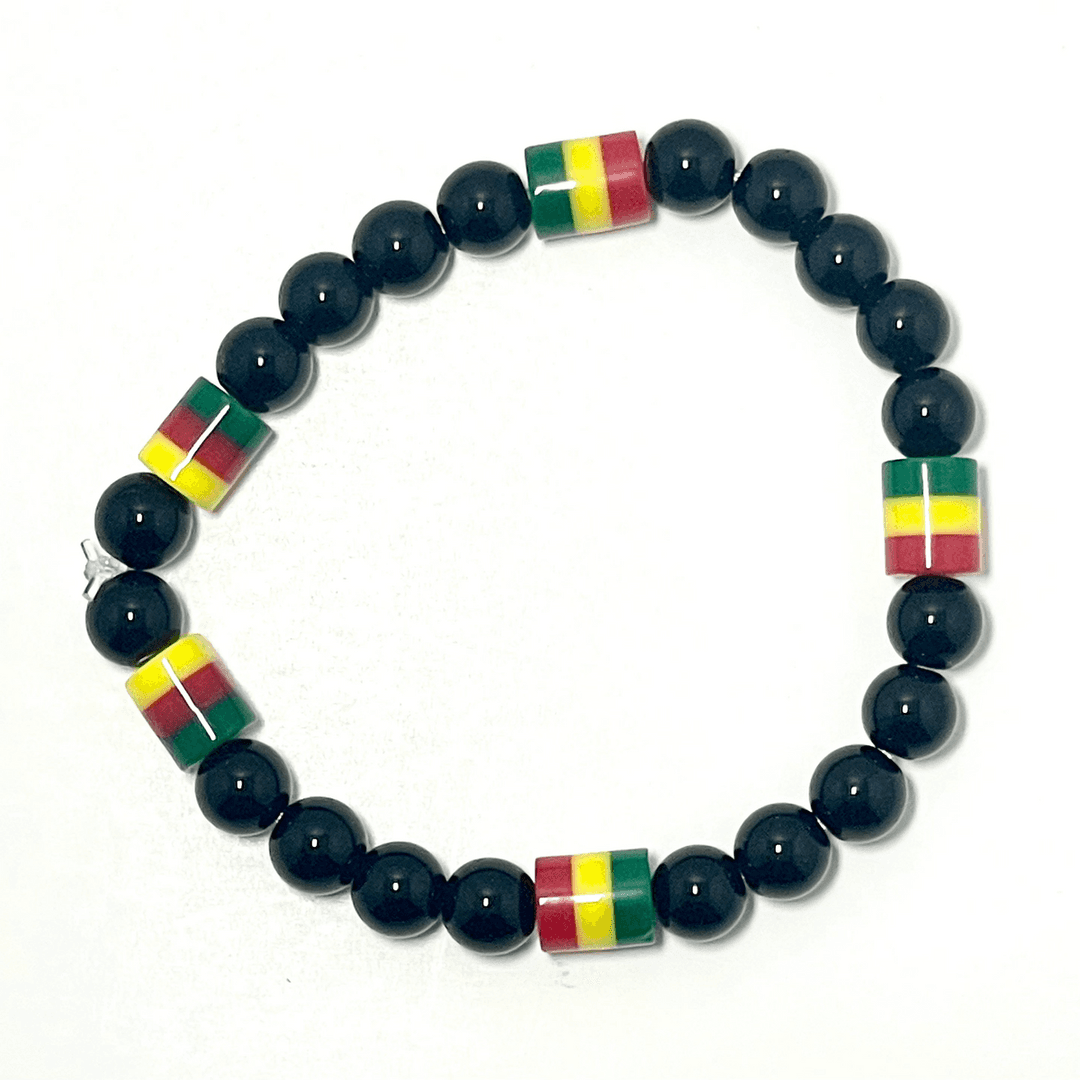 πΏπ€πβ€οΈ Stretchy 8mm Onyx Rasta Bracelet β photo 1