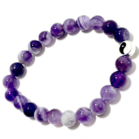 ☯️ 8mm Yin Yang Amethyst Stretch Bracelet