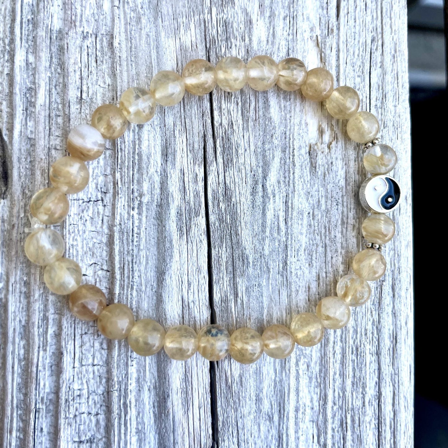 ✨ 6mm Citrine Ying-Yang Bracelet (Stretchy)
