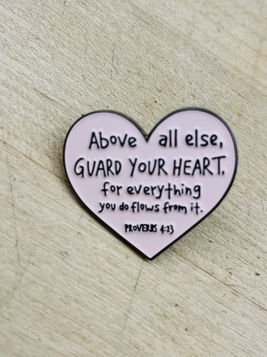 Proverbs 4:23 Enamel Pin – Guard Your Heart Scripture Pin | Faithfully Rooted Collection by Mad Mellow