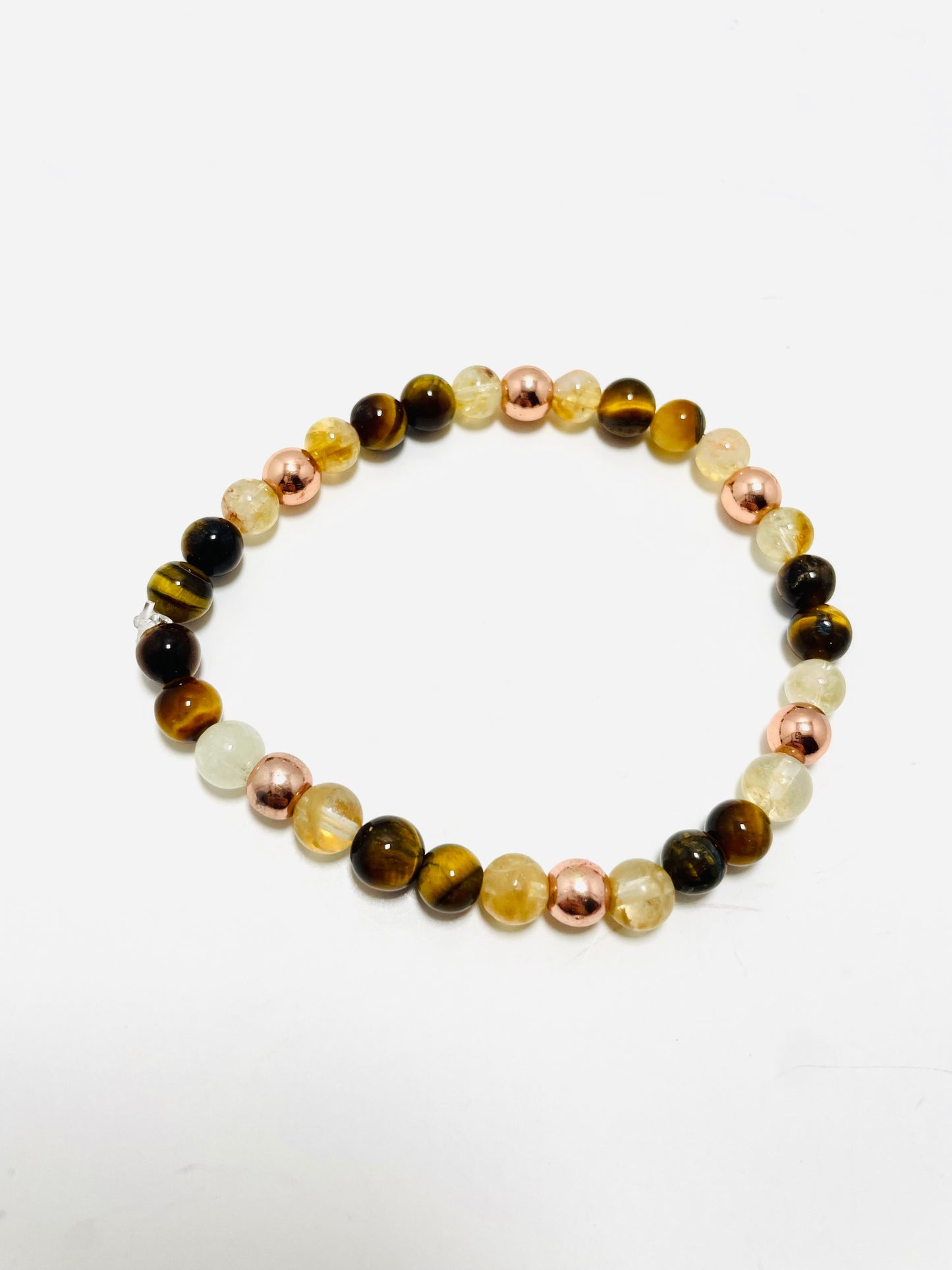 Handmade 6mm Tiger’s Eye, Citrine &amp; Rose Gold Bracelet – Mad Mellow Jewelry