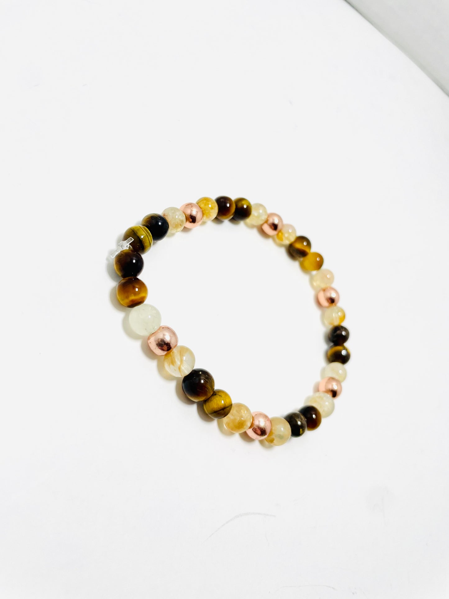 Handmade 6mm Tiger’s Eye, Citrine &amp; Rose Gold Bracelet – Mad Mellow Jewelry