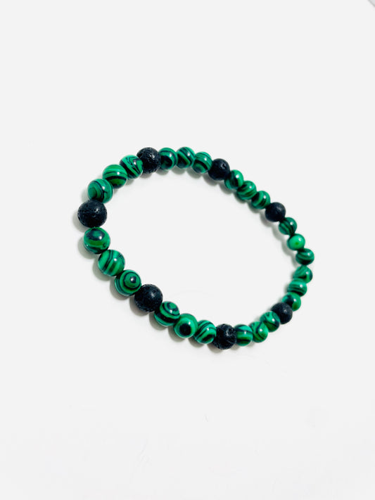 Handmade 6mm Malachite &amp; Lava Stone Diffuser Bracelet – Mad Mellow Jewelry