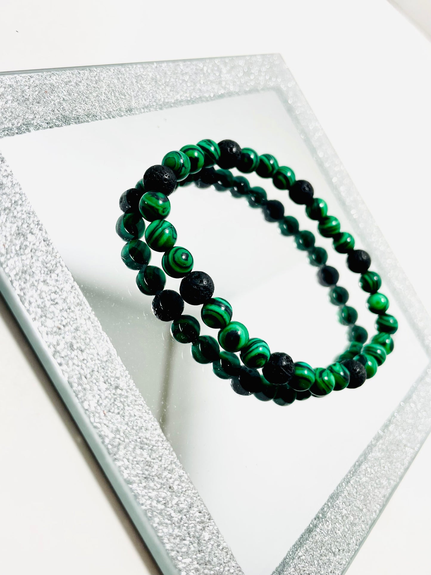 Handmade 6mm Malachite &amp; Lava Stone Diffuser Bracelet – Mad Mellow Jewelry