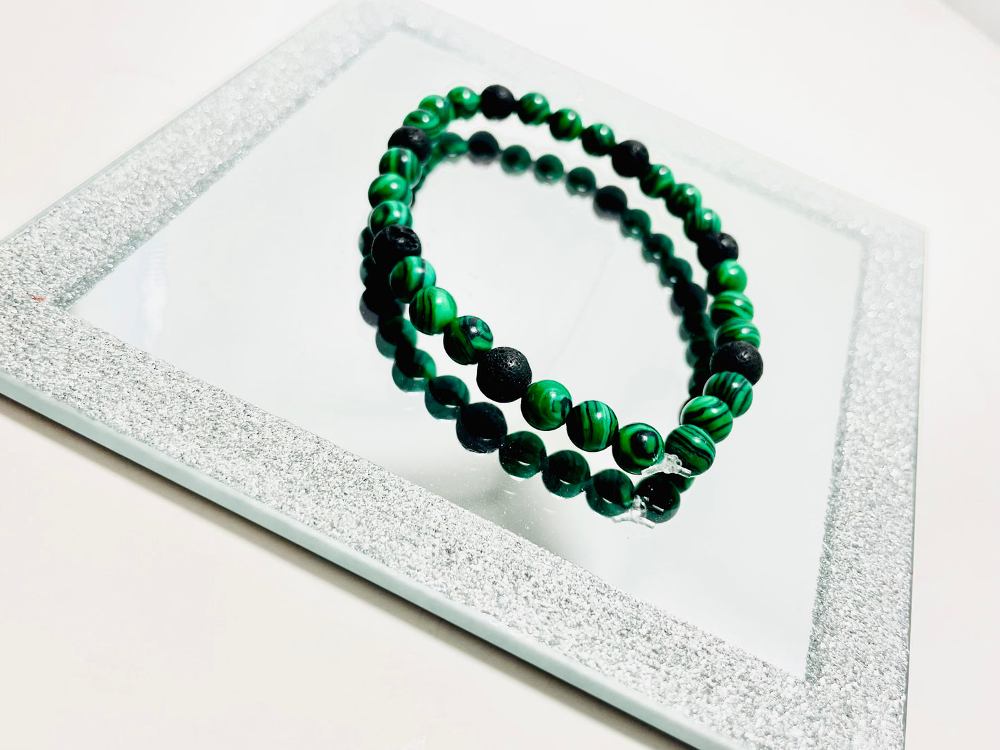 Handmade 6mm Malachite &amp; Lava Stone Diffuser Bracelet – Mad Mellow Jewelry