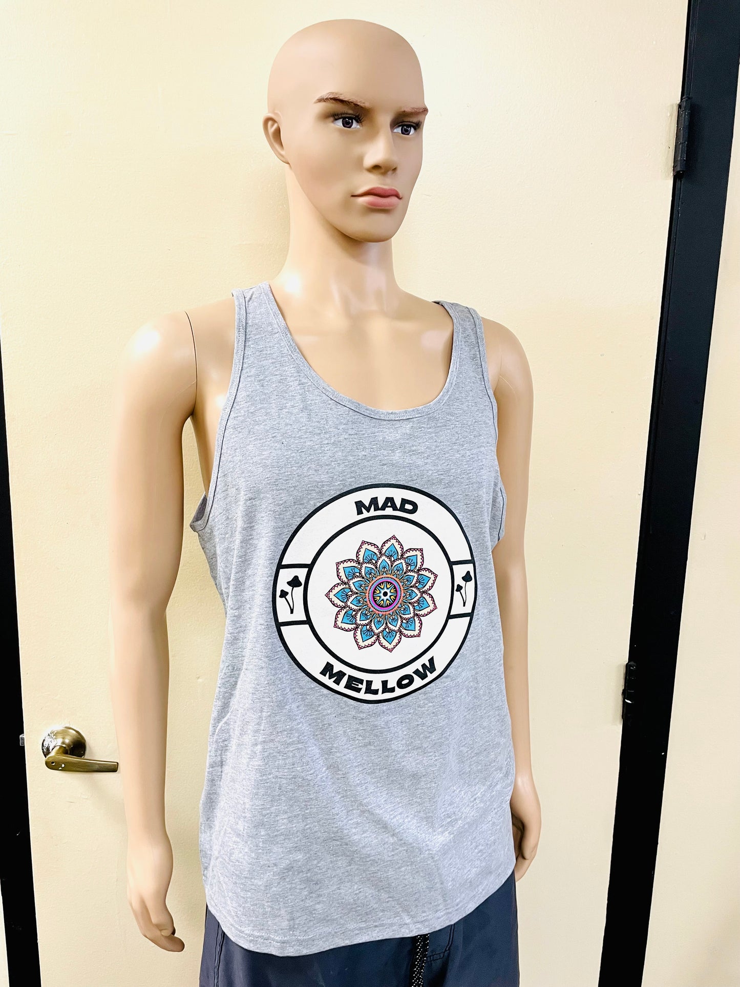 Mad Mellow Mandala Logo Grey Men’s Tank Top – Official Band Merch