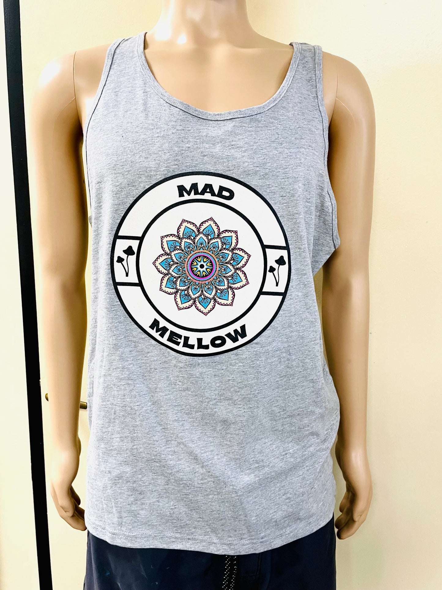 Mad Mellow Mandala Logo Grey Men’s Tank Top – Official Band Merch