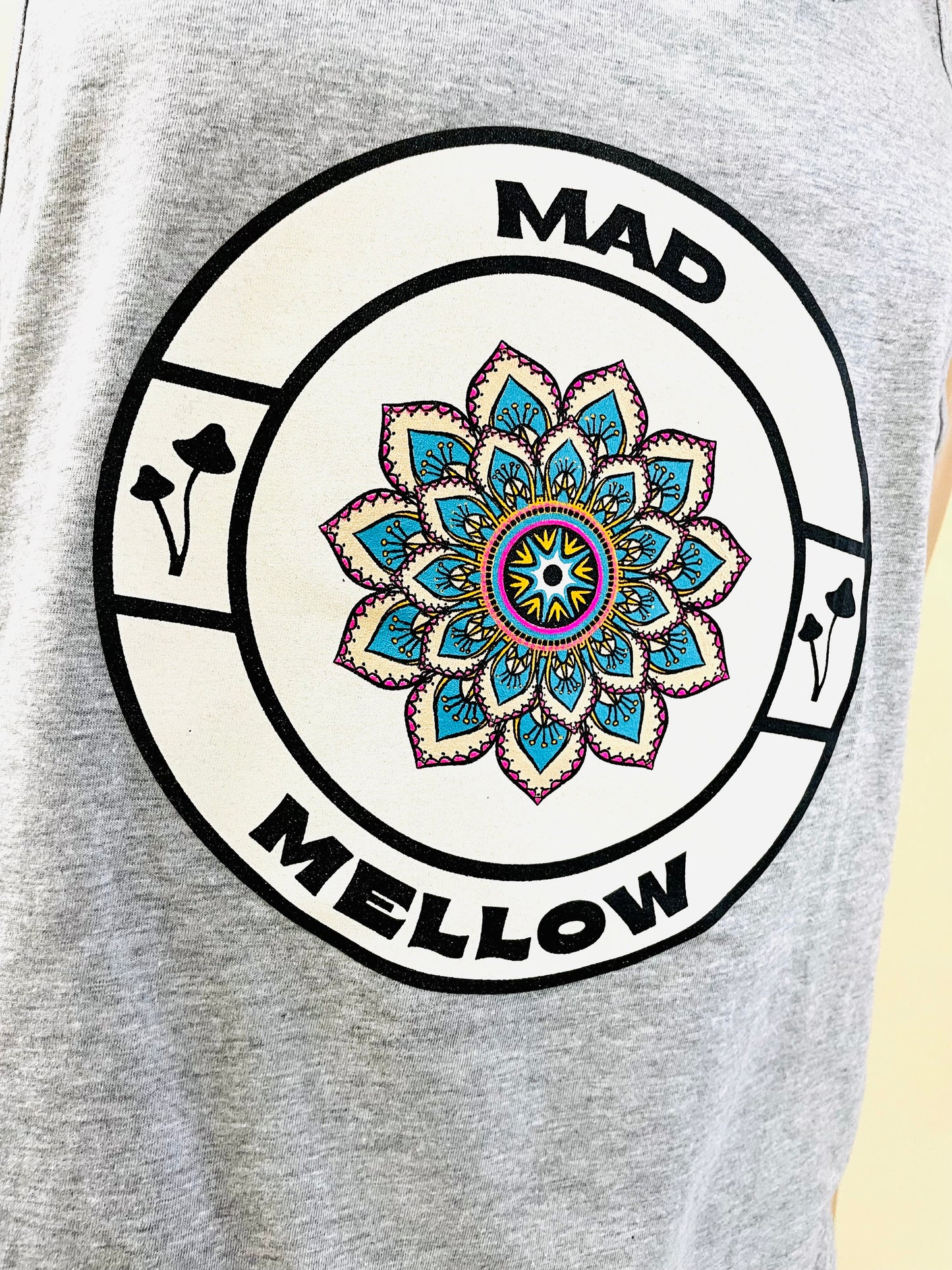 Mad Mellow Mandala Logo Grey Men’s Tank Top – Official Band Merch