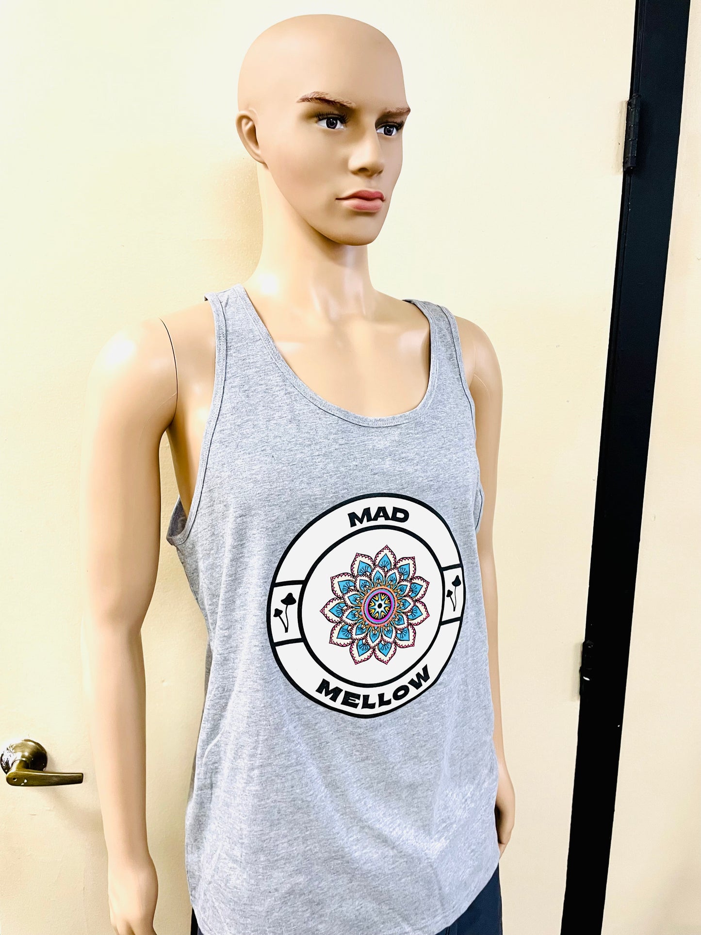 Mad Mellow Mandala Logo Grey Men’s Tank Top – Official Band Merch