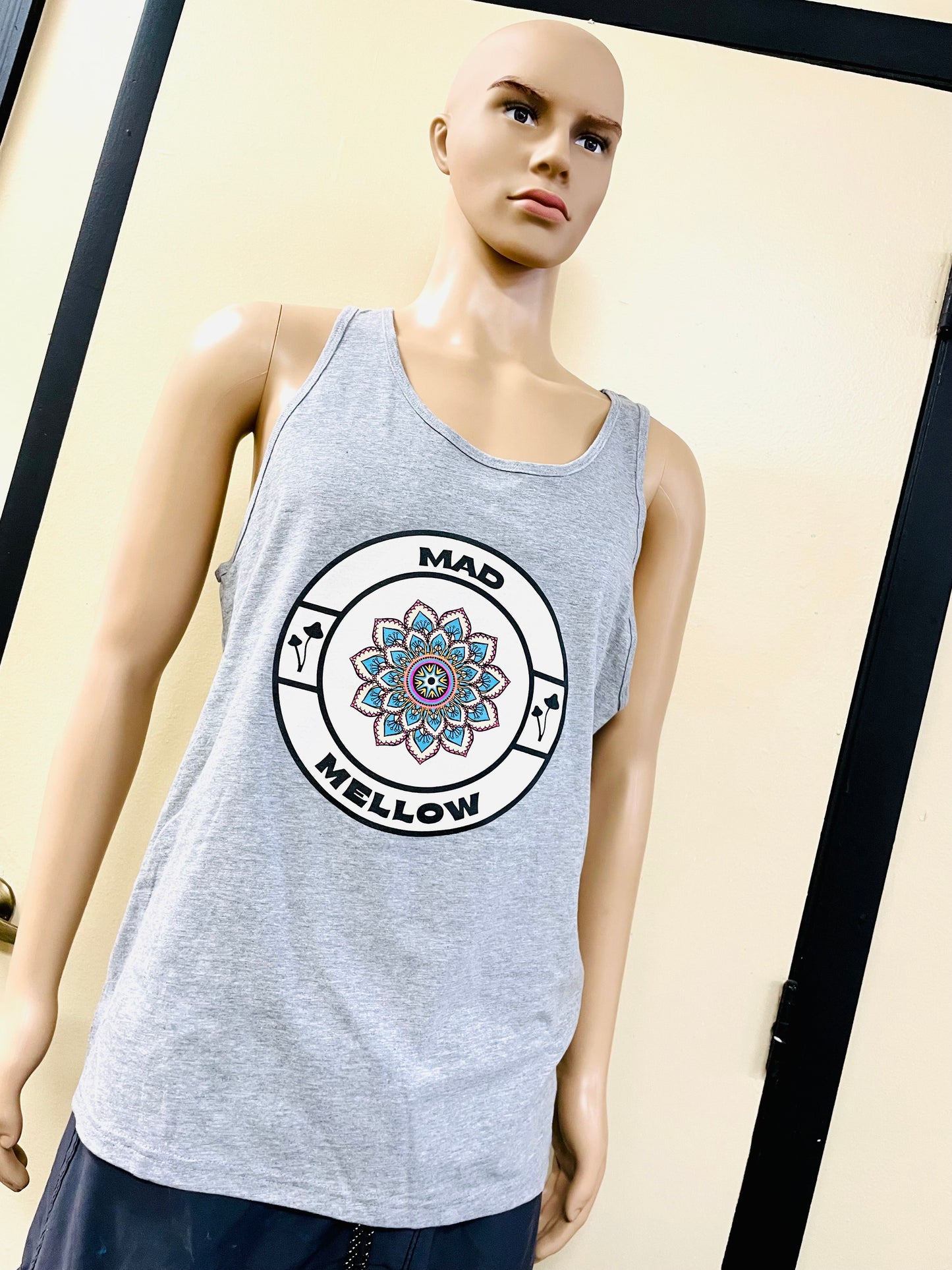 Mad Mellow Mandala Logo Grey Men’s Tank Top – Official Band Merch