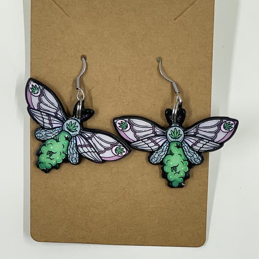 Acrylic Weed Moth Dangle Earrings